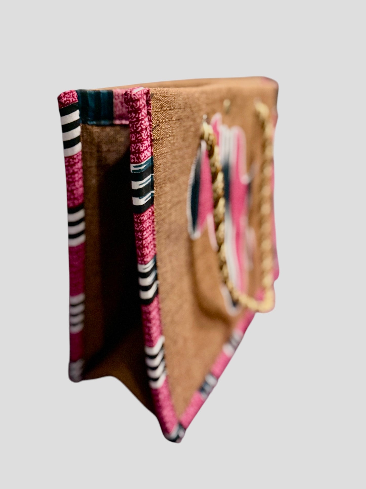 Africa map embroidered African Wax Print Bag