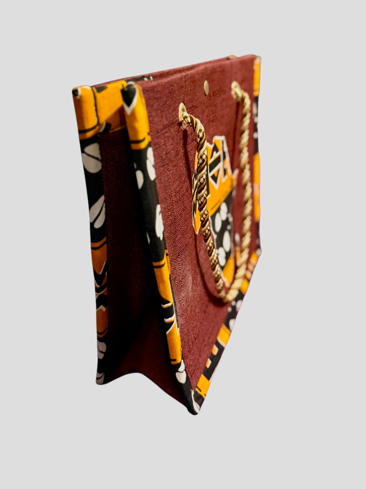 Africa map embroidered African Wax Print Bag