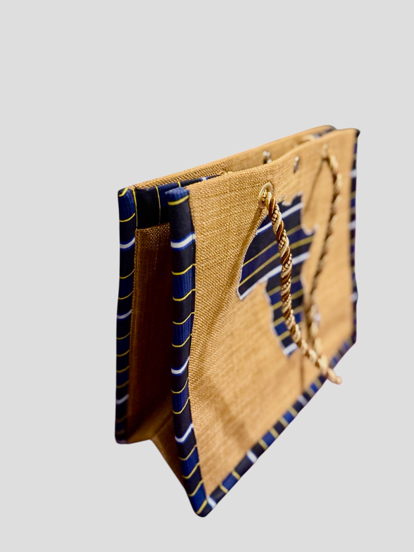 Africa map embroidered African Wax Print Bag