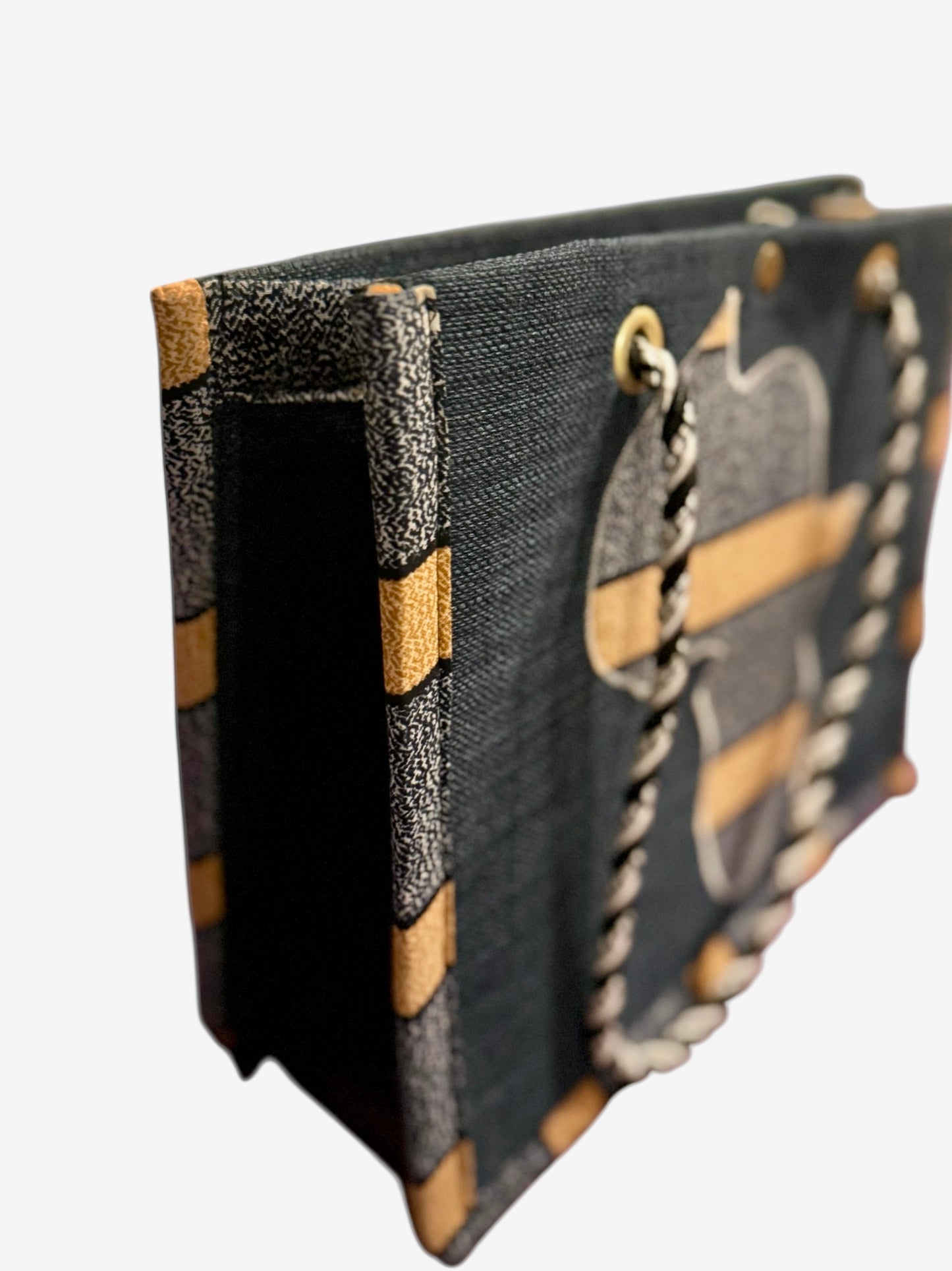 Africa map embroidered African Wax Print Bag