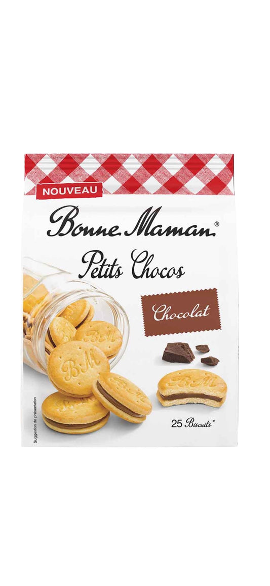 Bonne Maman biscuits with chocolate milk